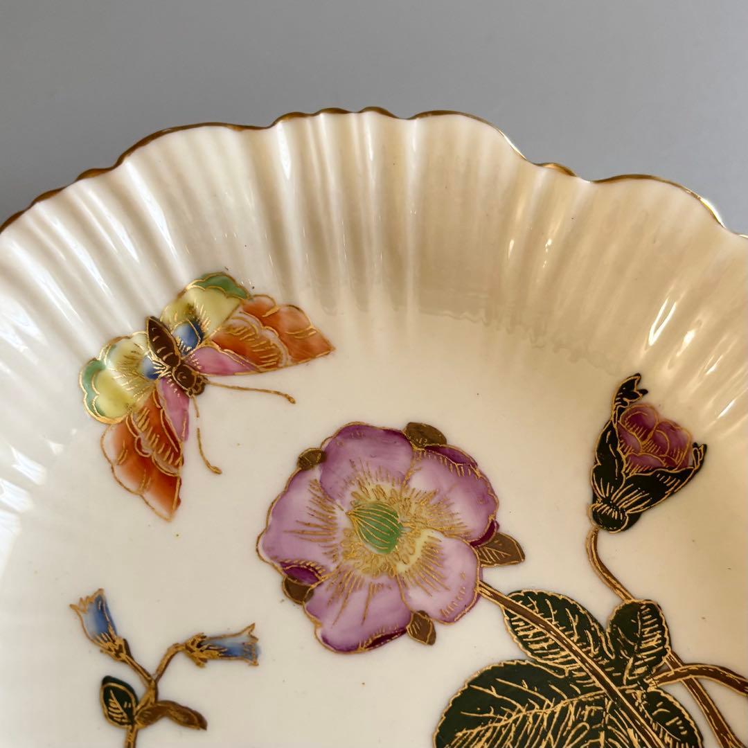 英国製アンティーク　1880年代　ロイヤルウースター　野薔薇と蝶⚫︎特注品・稀少品
