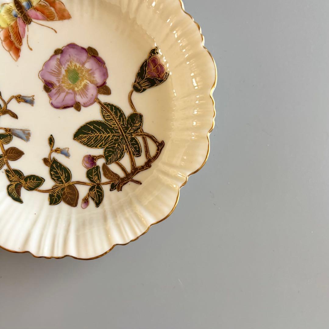 英国製アンティーク　1880年代　ロイヤルウースター　野薔薇と蝶⚫︎特注品・稀少品