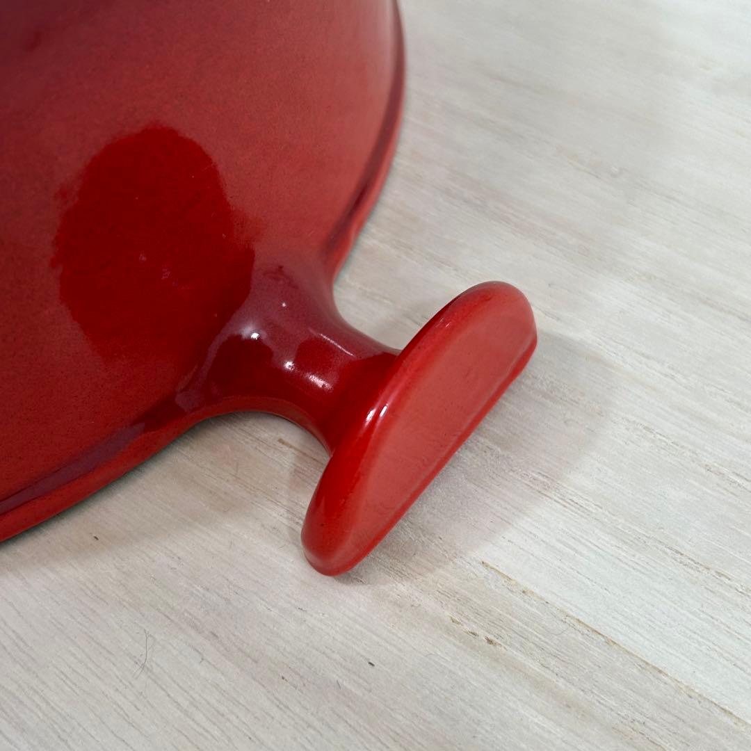 ル・クルーゼ パパライン 22cm エンゾマリ チェリーレッド ガラス蓋 赤