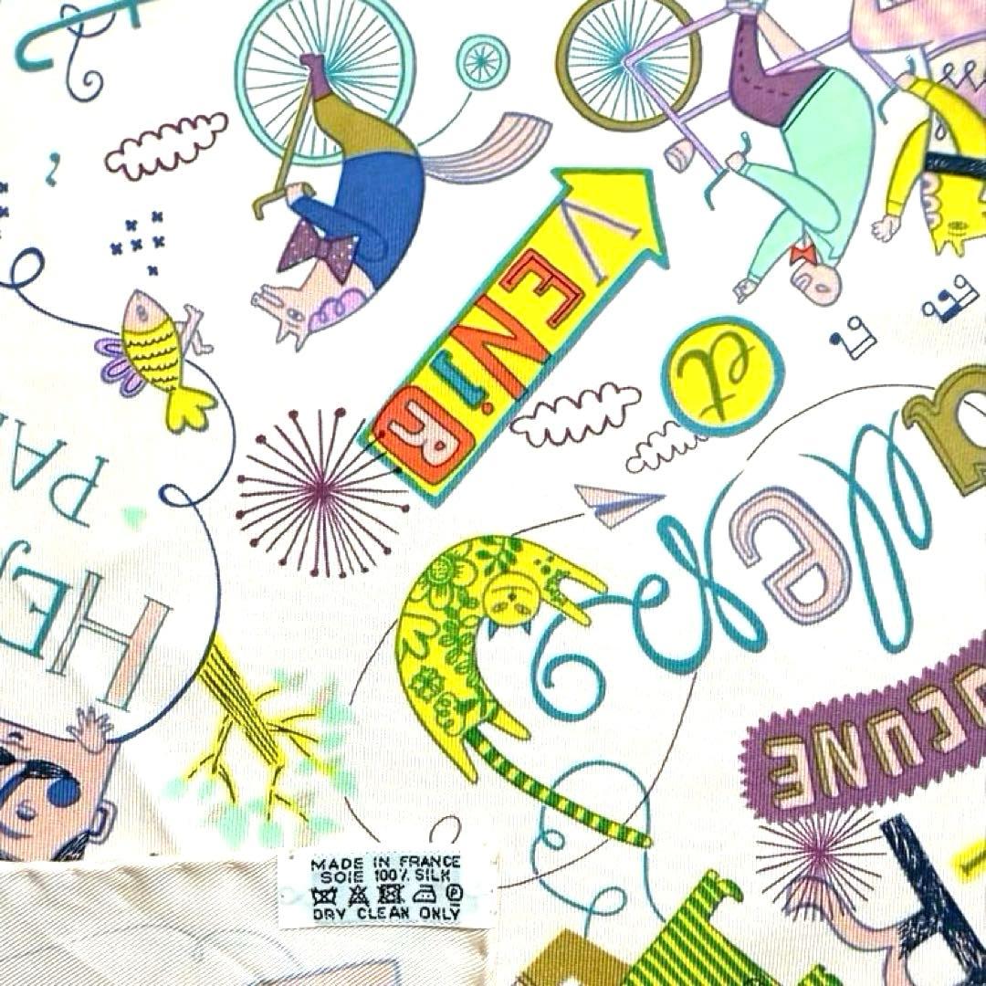 希少 美品 可愛い エルメス シルクスカーフ ガヴロッシュ 告白 ポップ うさぎ