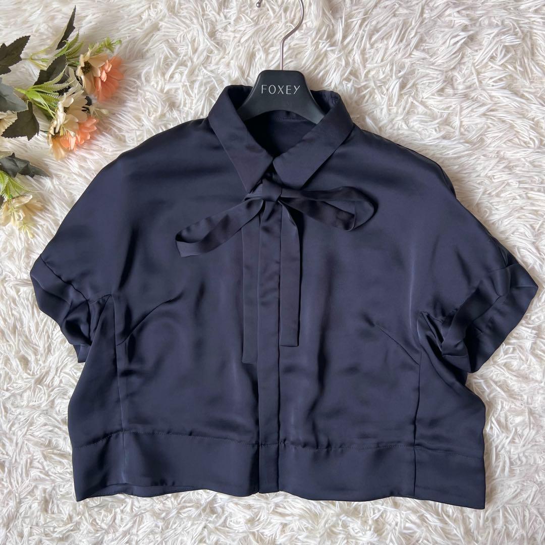 SHE Tokyo シートーキョー ボウタイ リボン ブラウス ネイビー