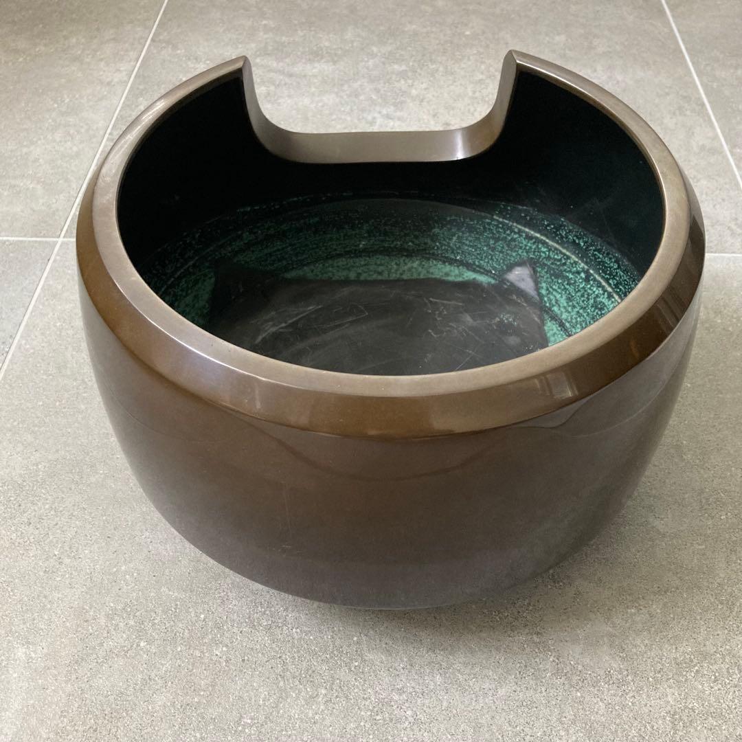 茶道具 唐銅風炉 面取風炉 面取中磨都色 五徳 底瓦