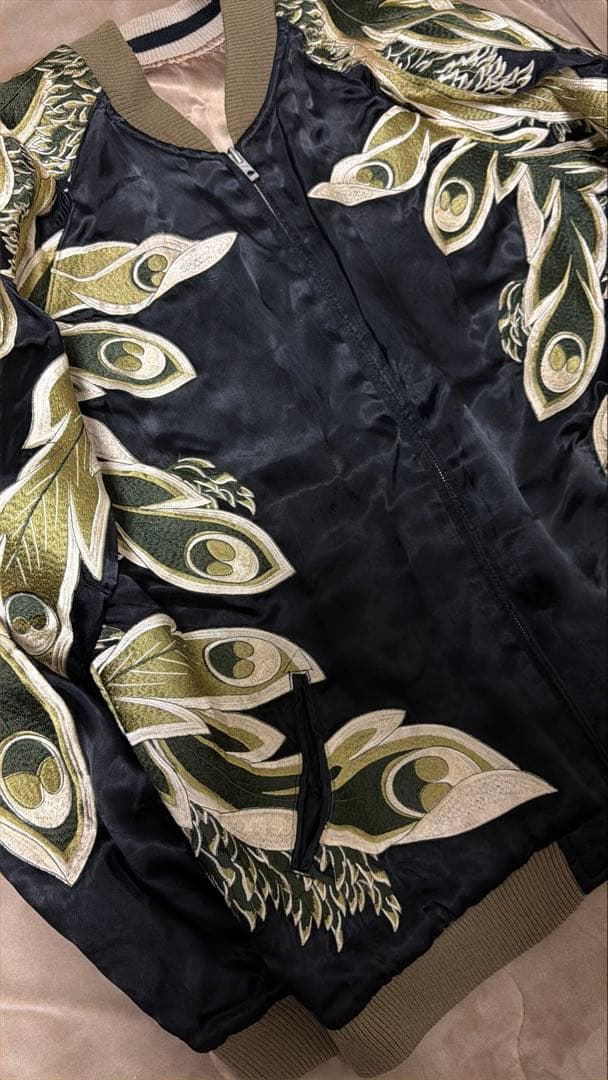 ２面用 Japanese Script 鳥 日本限定スカジャン vintage