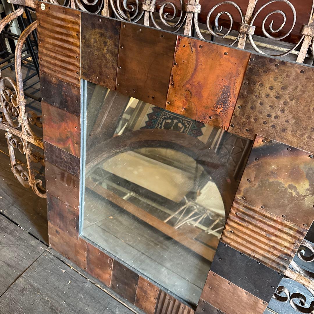 トルコ銅パネルミラー 銅飾り鏡