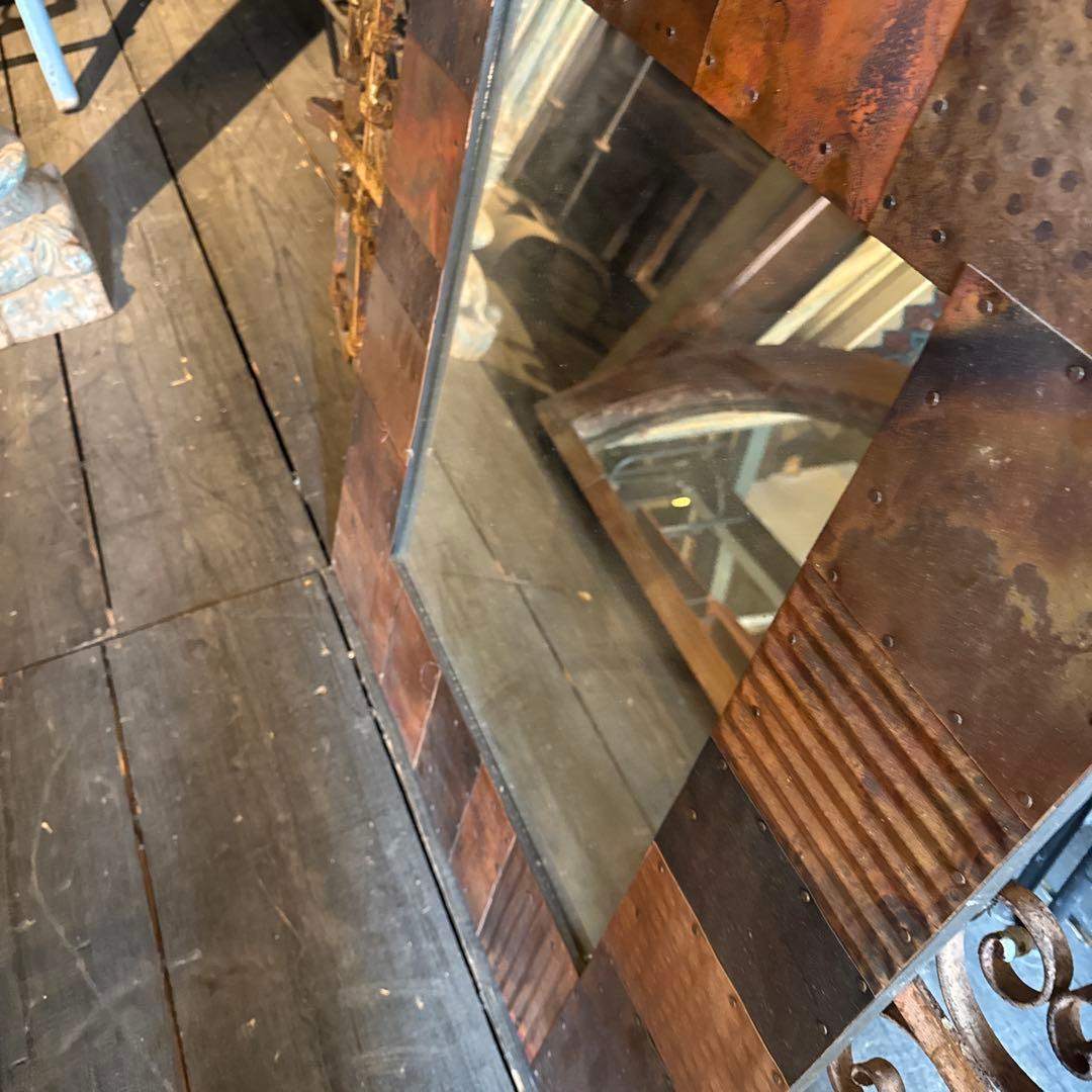 トルコ銅パネルミラー 銅飾り鏡