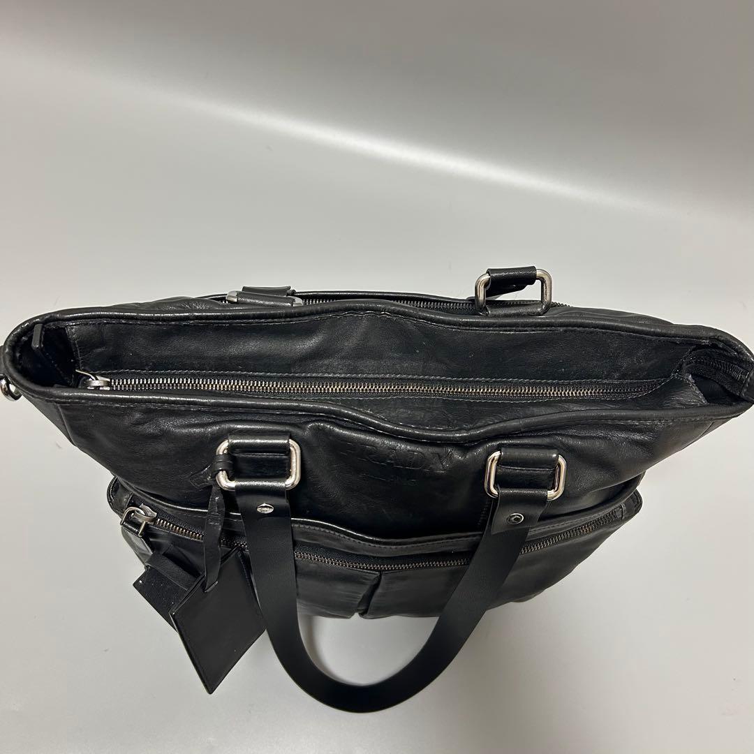 PRADA プラダ ハンドバッグ トートバッグ エンボスロゴ ブラックDMK専用