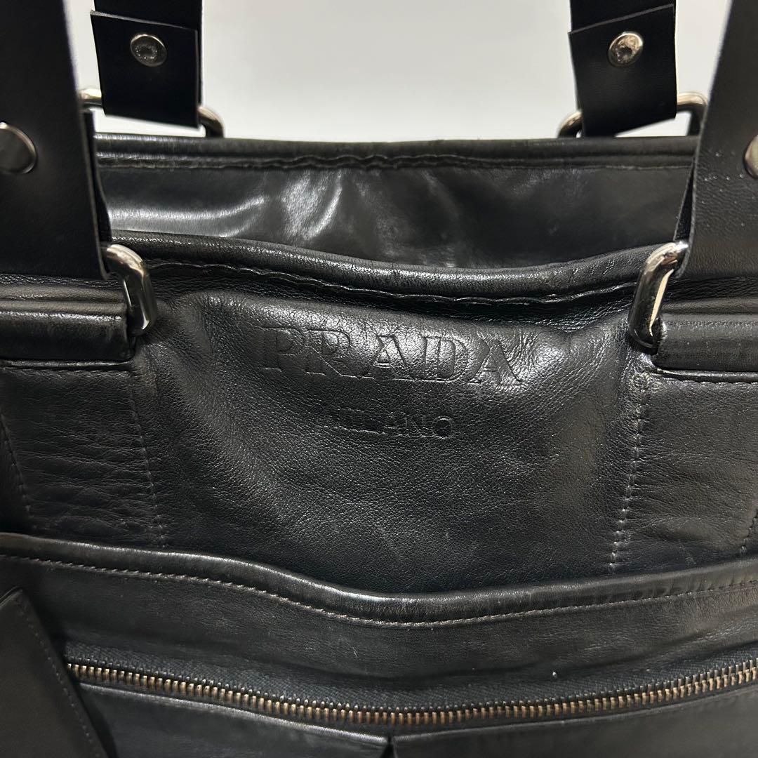 PRADA プラダ ハンドバッグ トートバッグ エンボスロゴ ブラックDMK専用