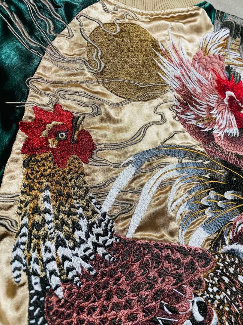 絡繰魂 美品 鶏 日本限定 スカジャン ２面用　レーヨン unisex