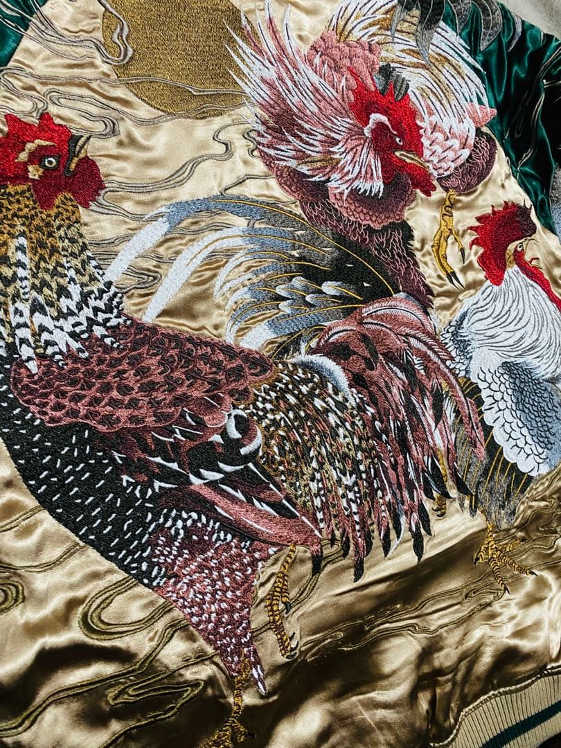 絡繰魂 美品 鶏 日本限定 スカジャン ２面用　レーヨン unisex