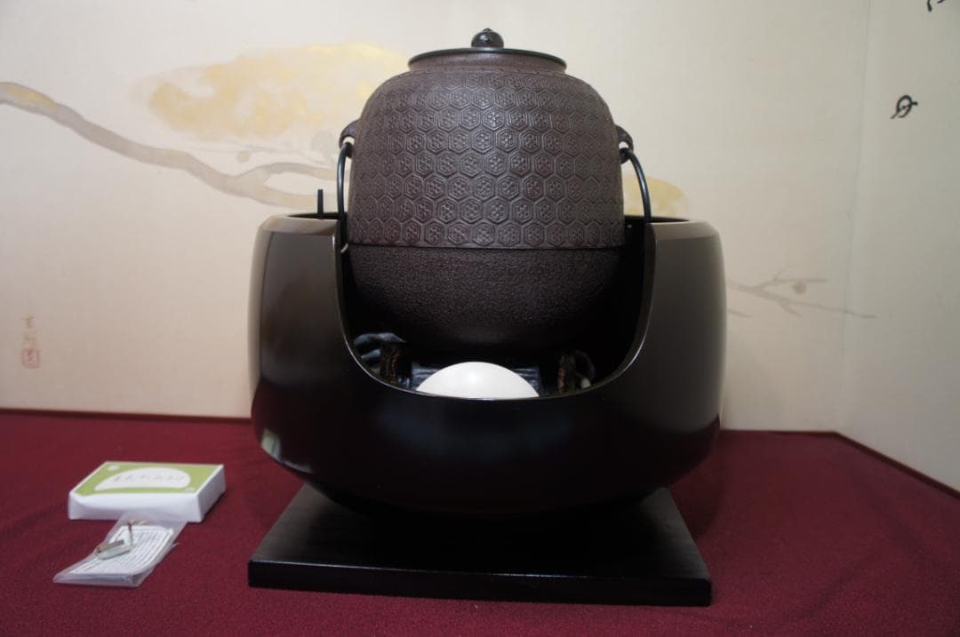 ☆唐銅面取風炉 在銘 棗釜 釜環 電熱器 他フルセット送料込み