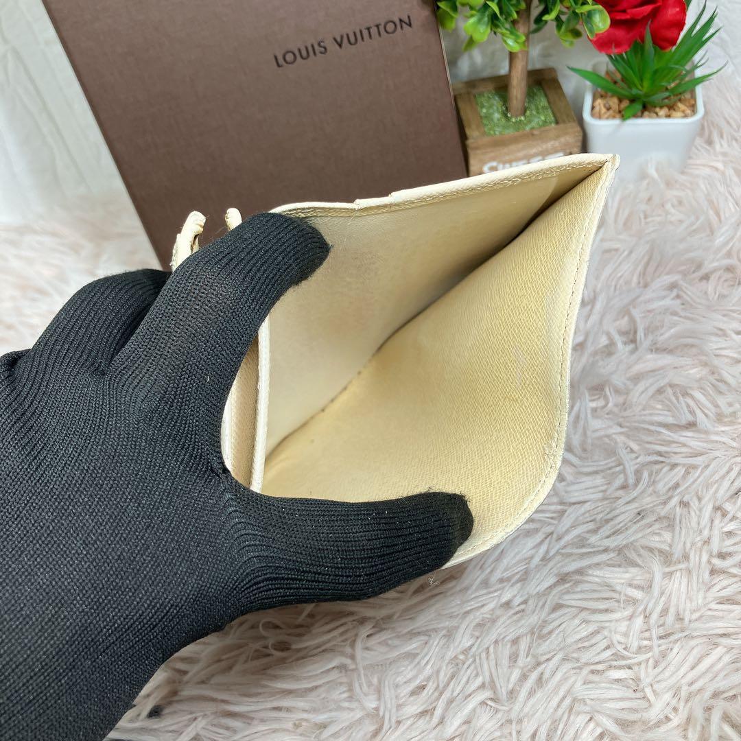 ！美品！ 現行 ルイヴィトン ダミエ アズール ポルトフォイユ トレゾール