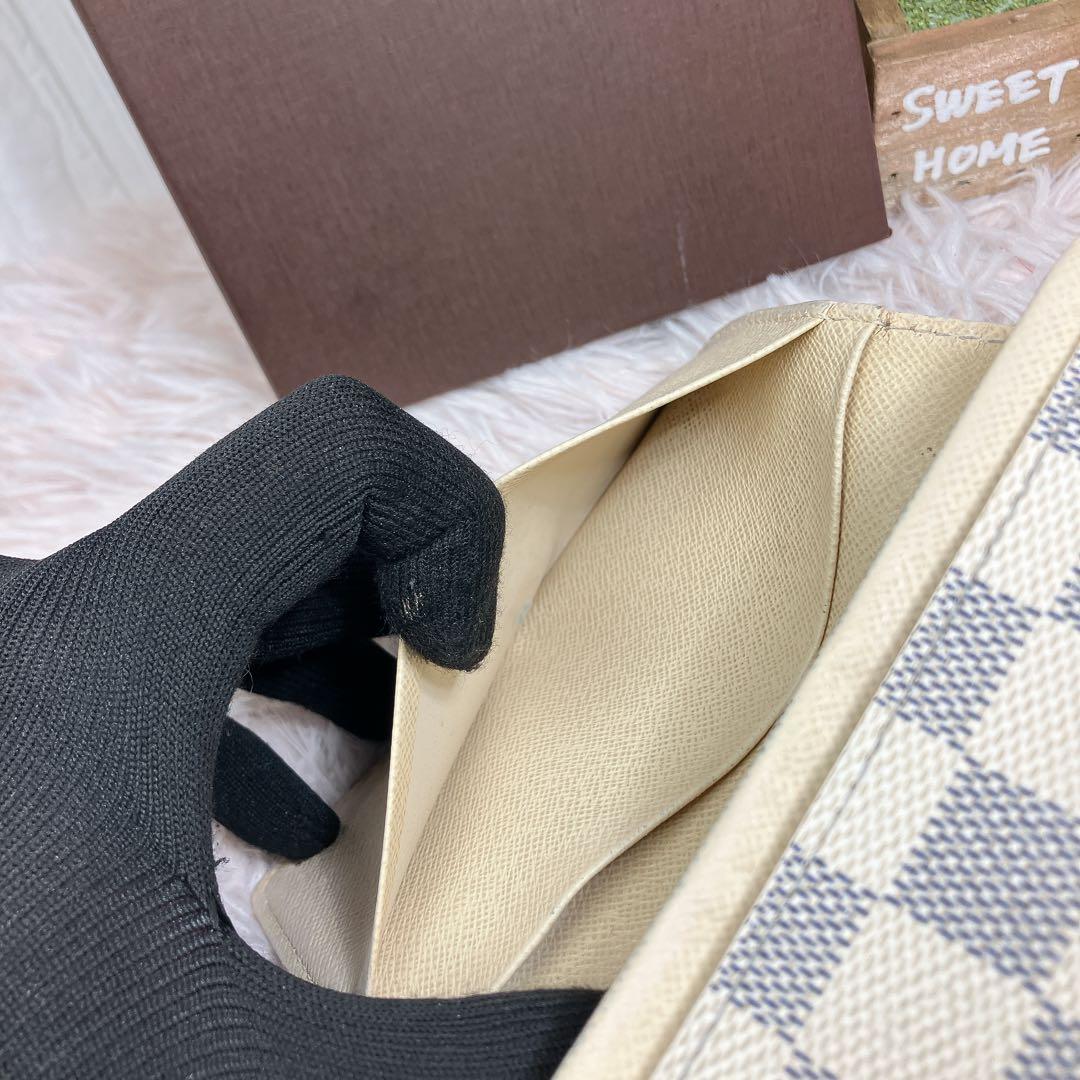 ！美品！ 現行 ルイヴィトン ダミエ アズール ポルトフォイユ トレゾール