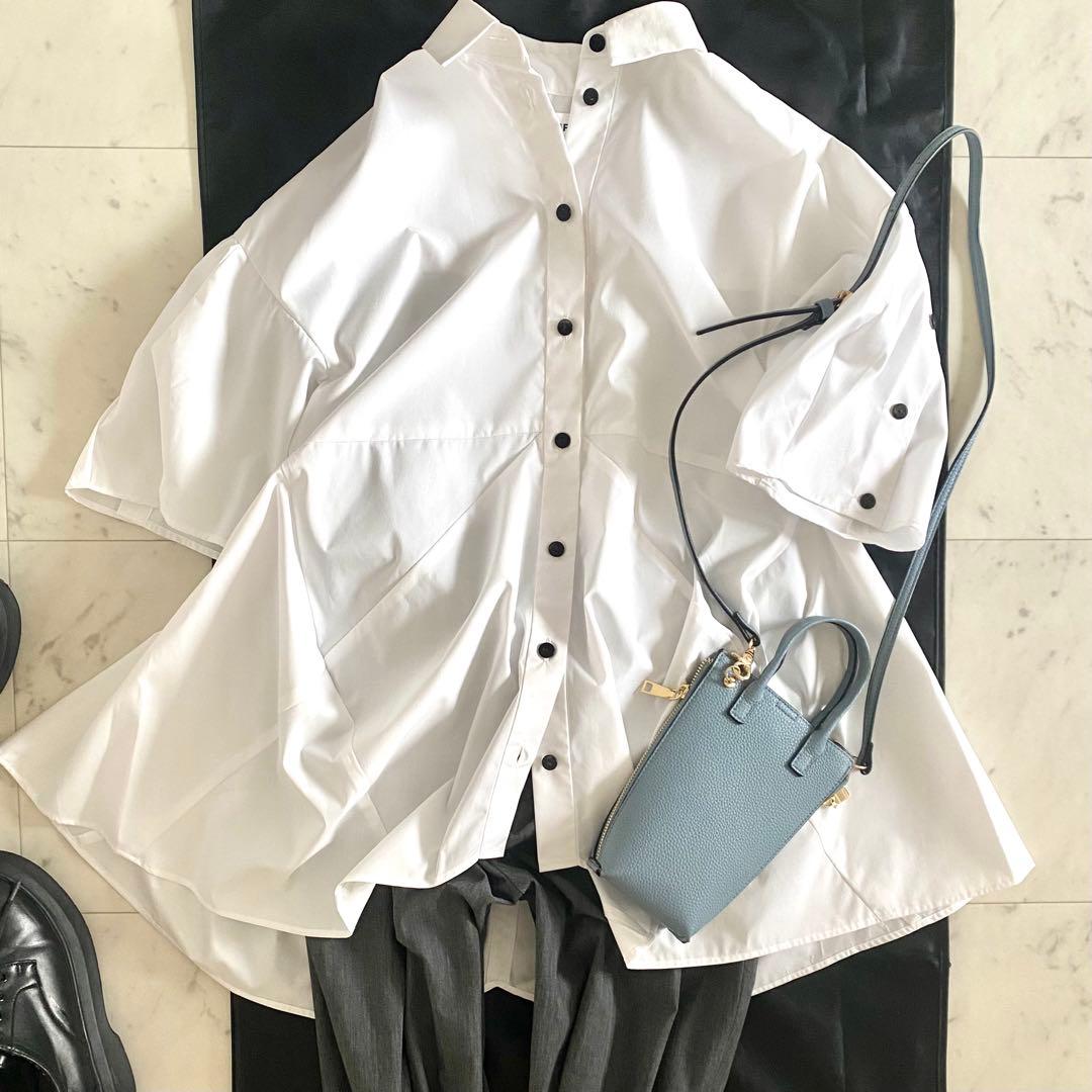 美品 エンフォルド ENFOLD ハーフスリーブシャツ ホワイト 38