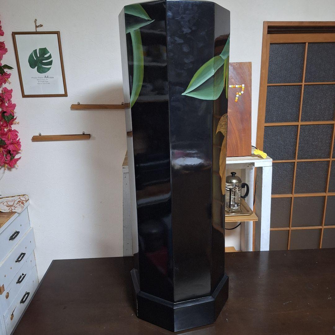 中国家具 黒漆 八角型 8杯 引き出し 抽斗 箪笥 チェスト 花台 高卓 飾り台