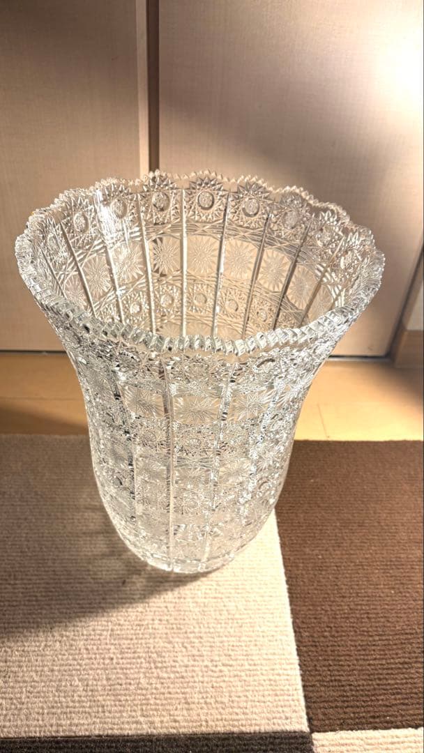 特大　ボヘミアクリスタルグラス　PK500 花瓶　フラワーベース　重さ約4キロ