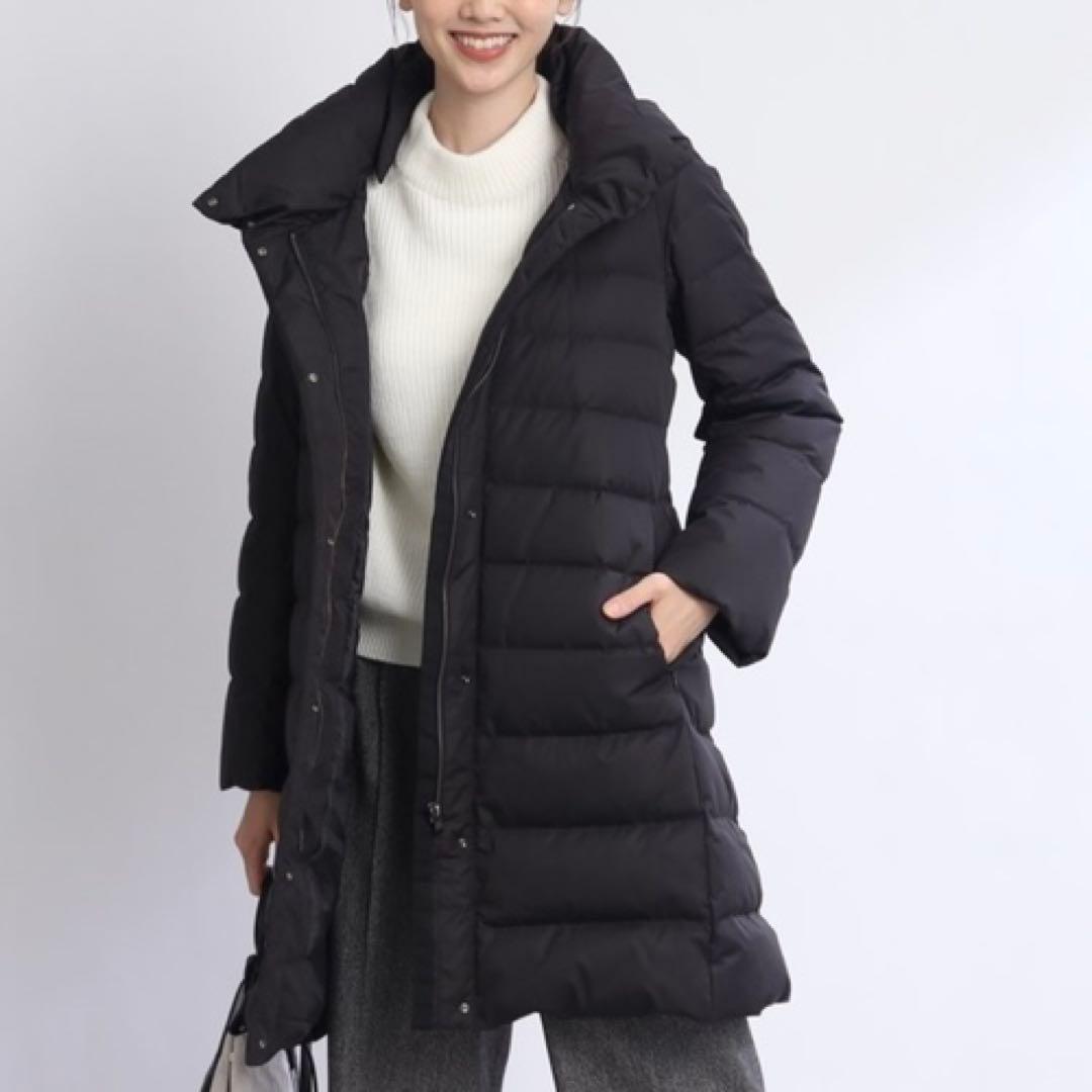 新品【リフレクト】ダウンコート　ショールカラー　フード　黒　大きいサイズ　ロング