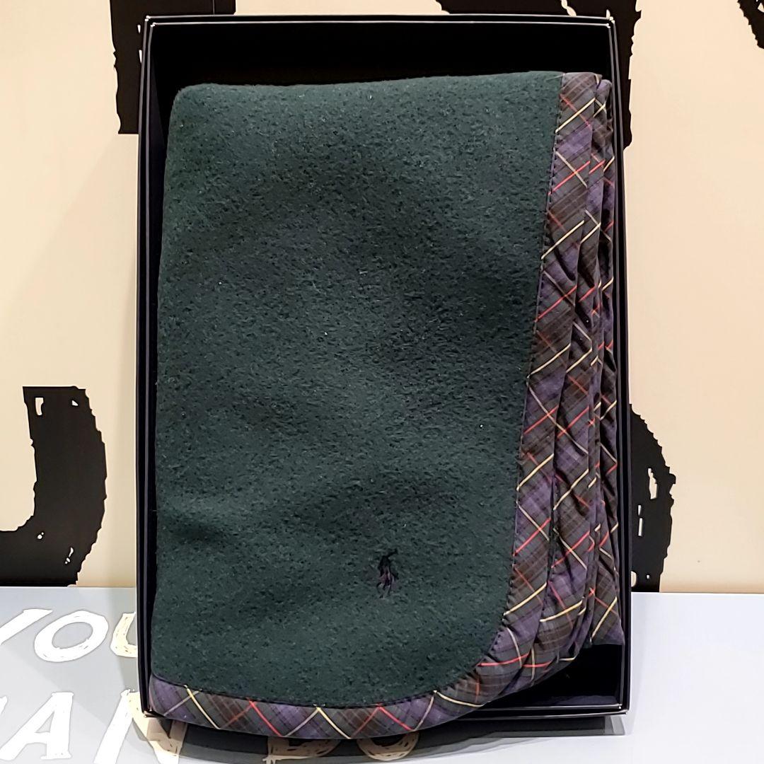 【新品】RALPH LAUREN ウール ハーフブランケット グリーン