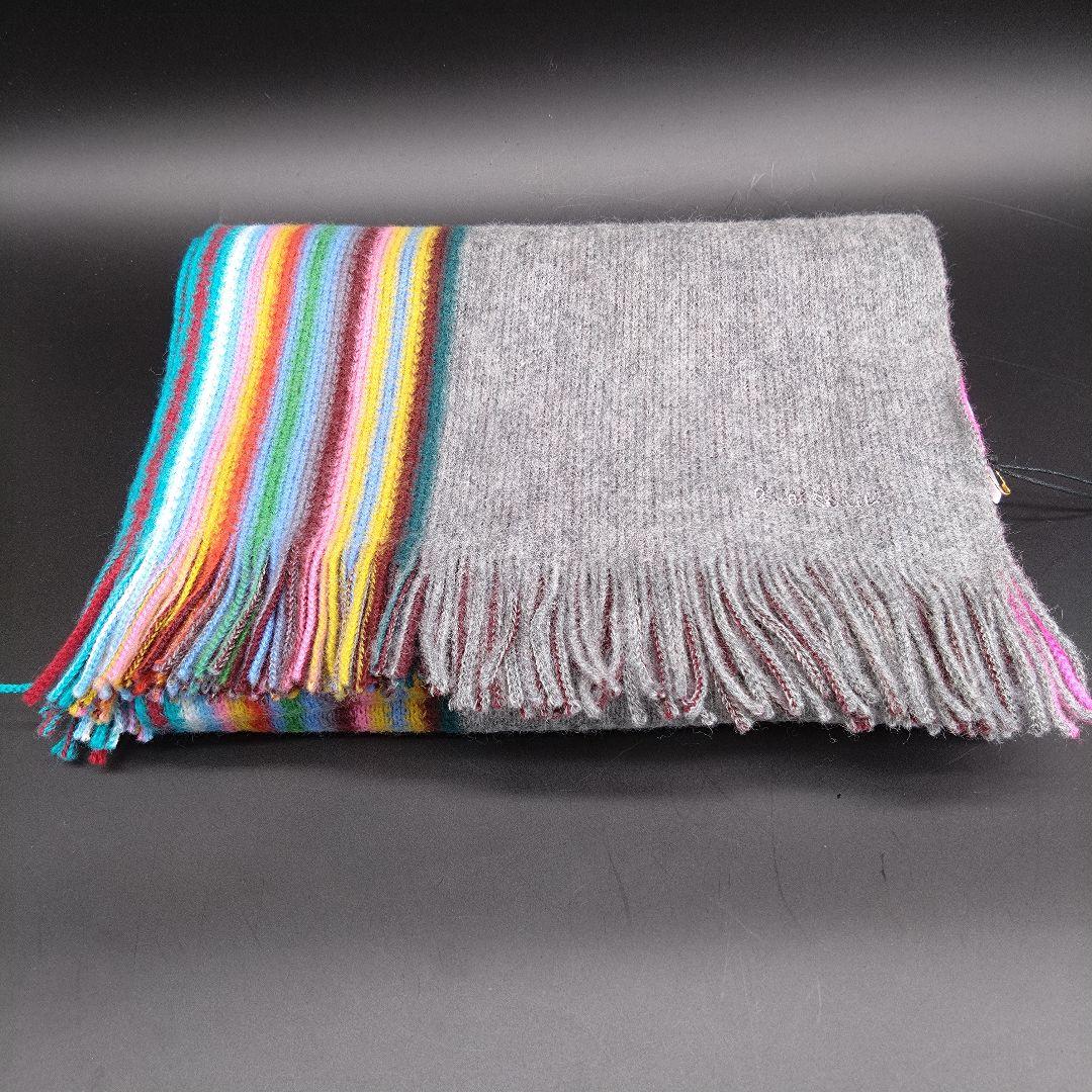 【未使用】Paul Smith マフラー ウール100% マルチストライプ タグ