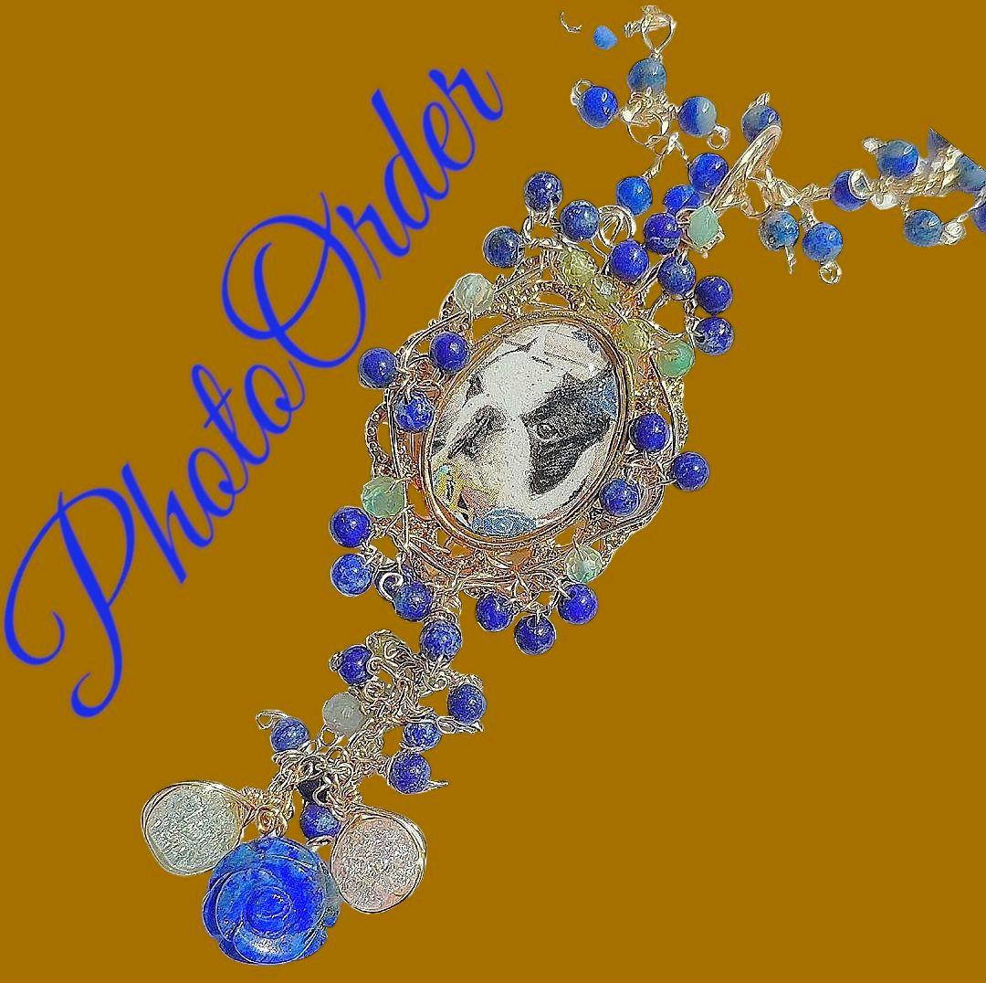 14kgf AAAうちの子 写真ネームオーダー ルビー　ピンクオパールネックレス