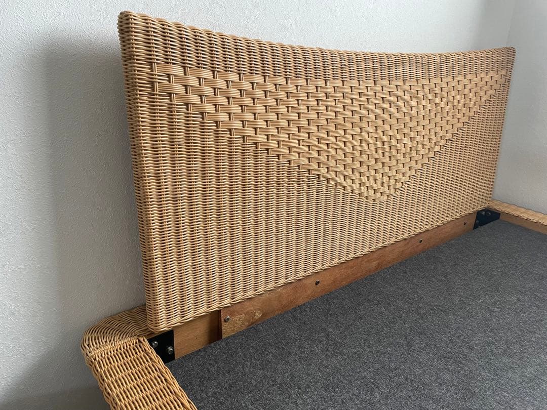 籐　ラタン　ダブルベッド　フレームのみ