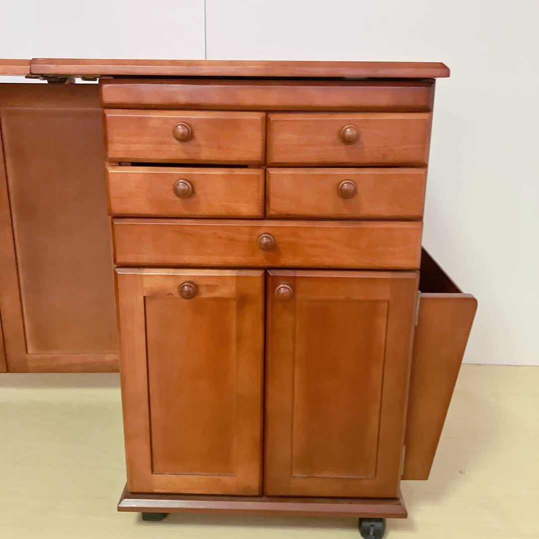 キャスター付き　木製　バタフライテーブル　バタフライワゴン　電源コード付き