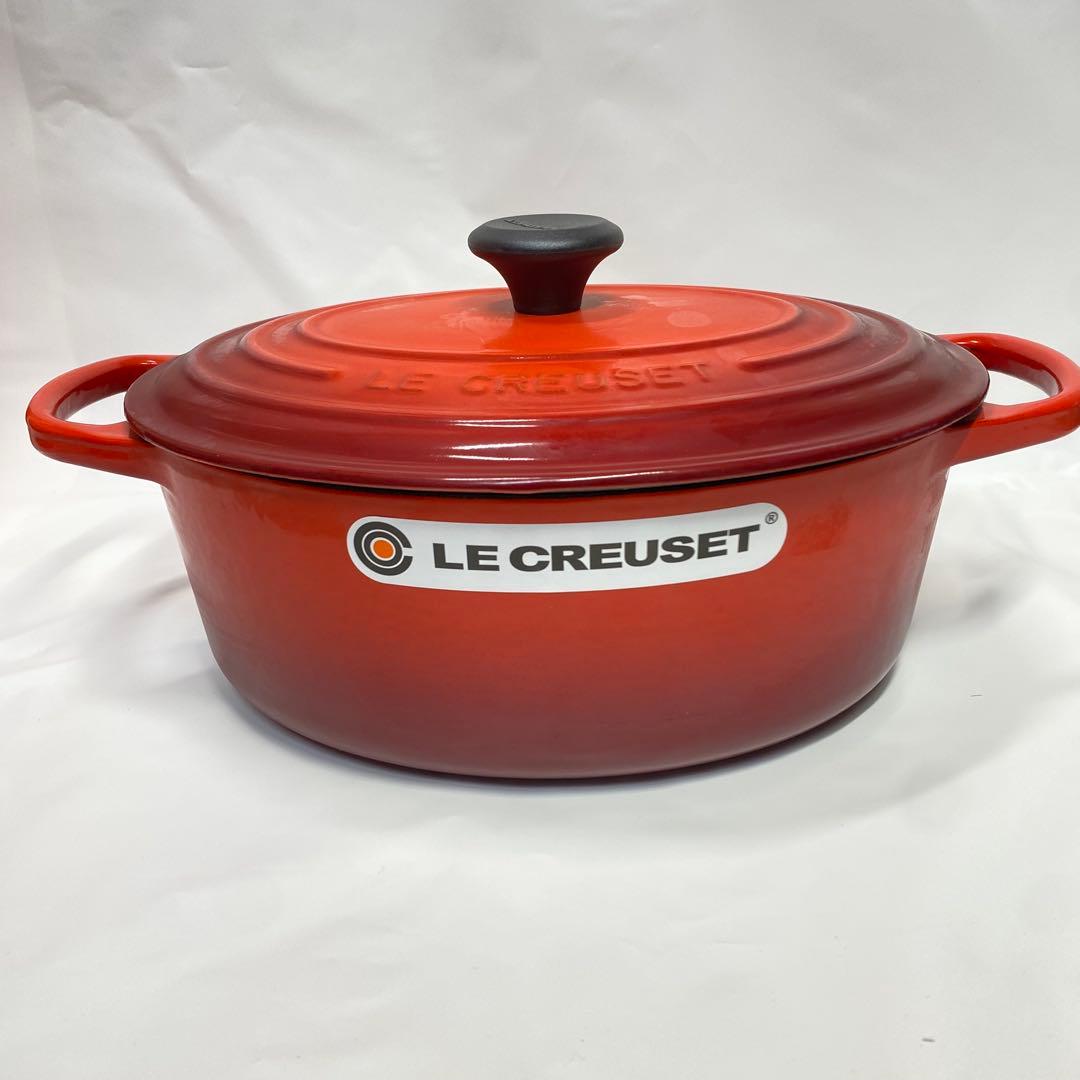 【新品】ル・クルーゼ ココット・オーバル 25cm チェリーレッド