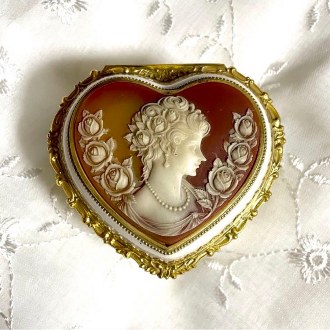 ◆ヴィンテージオルゴール ジュエリーボックス カメオシェル 世界に一つだけの花②