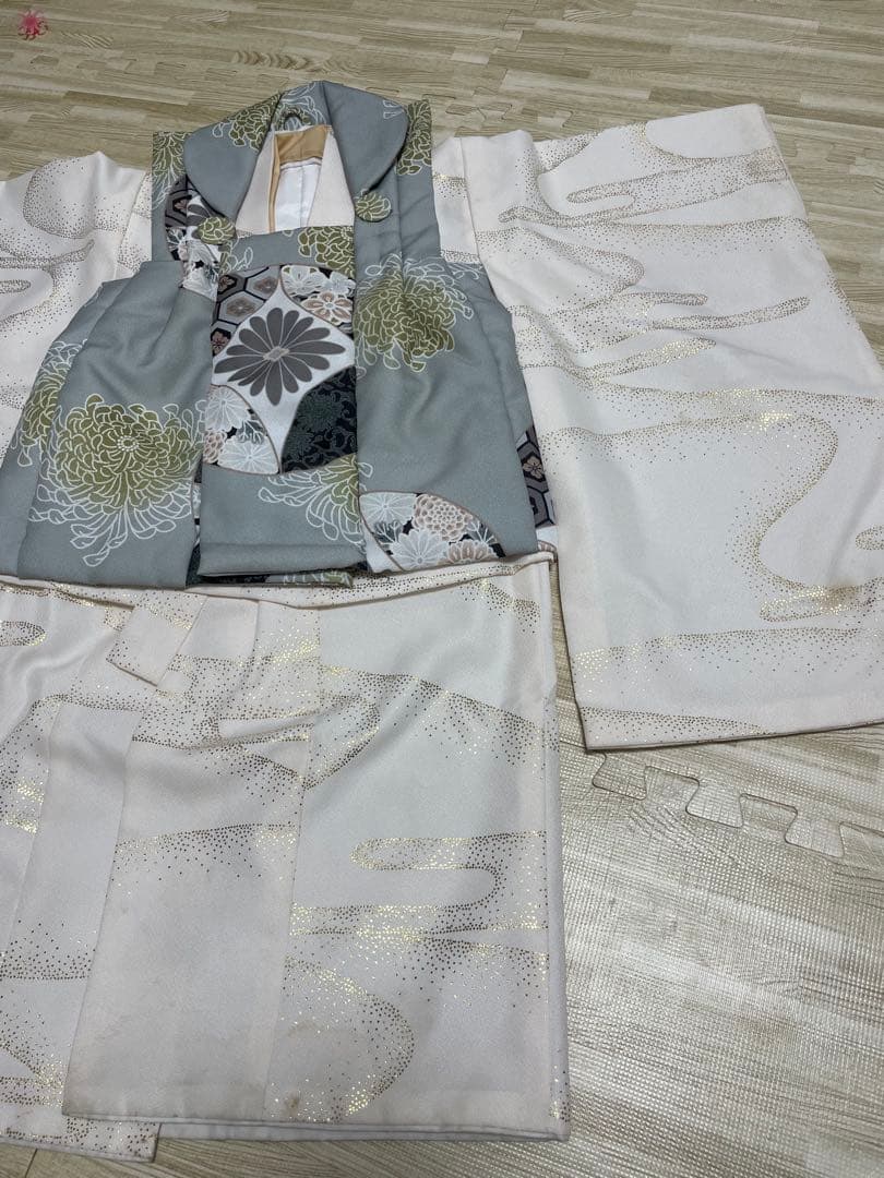 utatane ひよこ商店 ミント七宝×クリーム金彩 ・3歳七五三フルセット