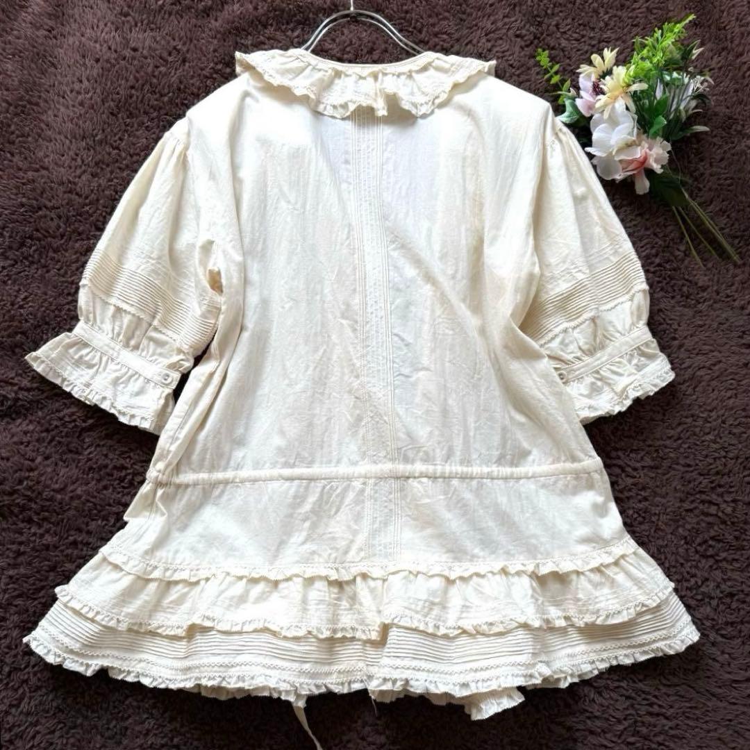 ★タグ付新品★ピンクハウス　オーバーブラウス　ピコフリル　リボン　ティアード