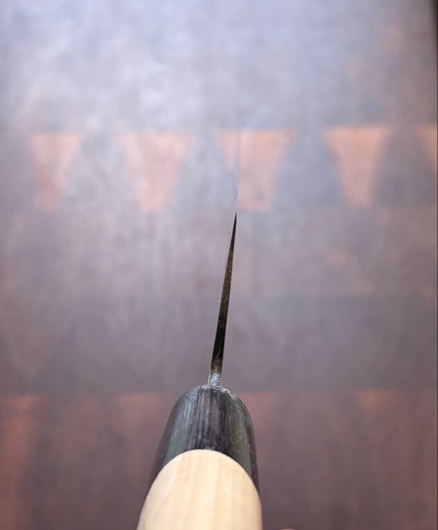 本家　稲葉屋　ダマスカス　墨流し　菜切　165mm 包丁　和包丁　白鋼　水牛朴柄