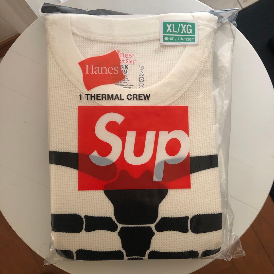 XL 白 Supreme x Hanes Bones Thermal Crew