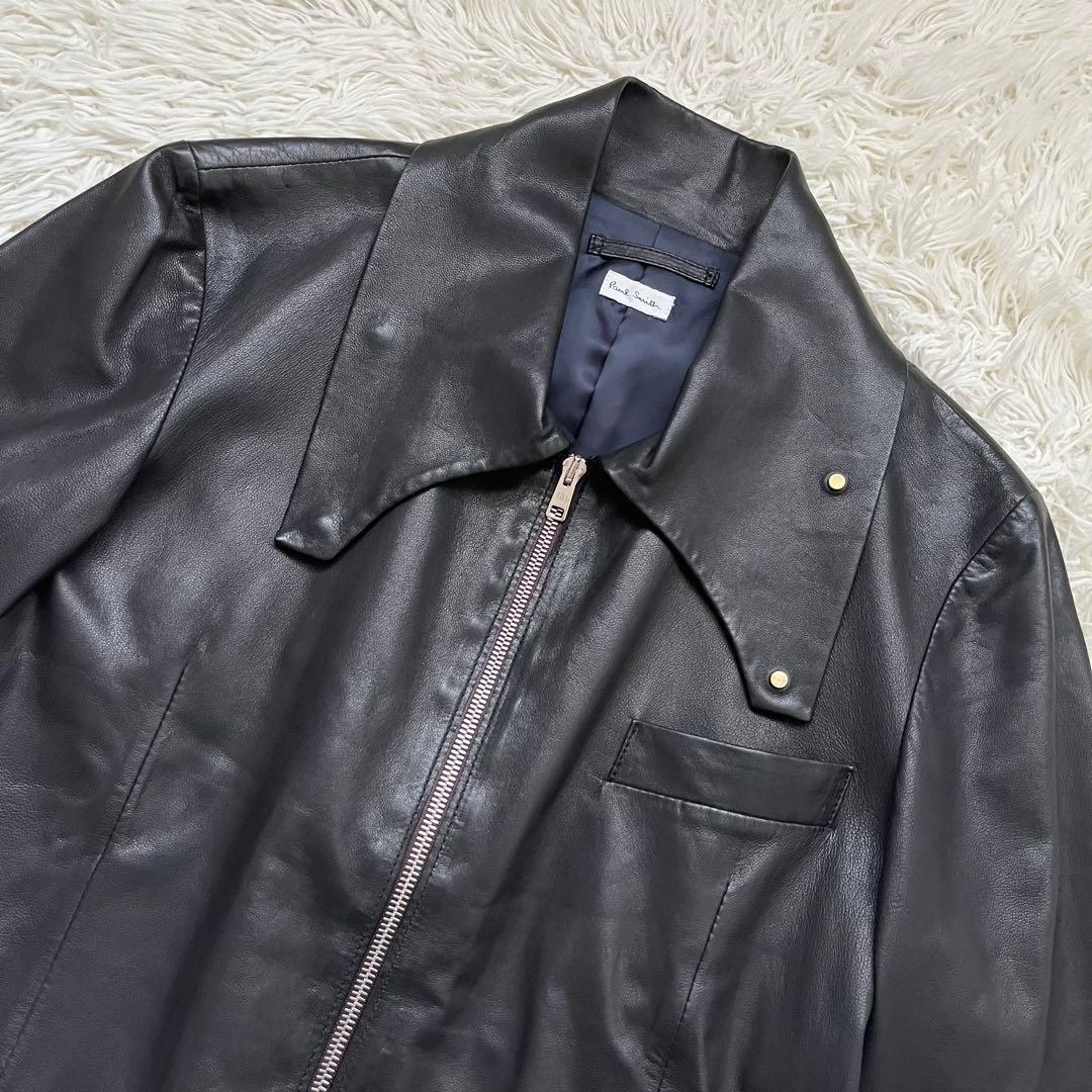 希少 Paul Smith ハイネック レザー ジャケット ファーストライン　M