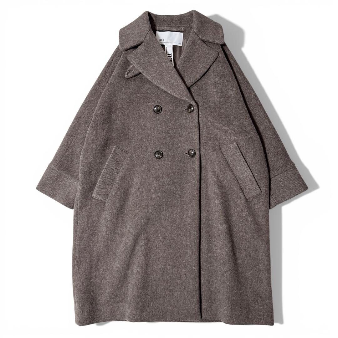 極美品✨️23AW　定価6.8万　ティッカ　ラムウール　テントコート　モカ