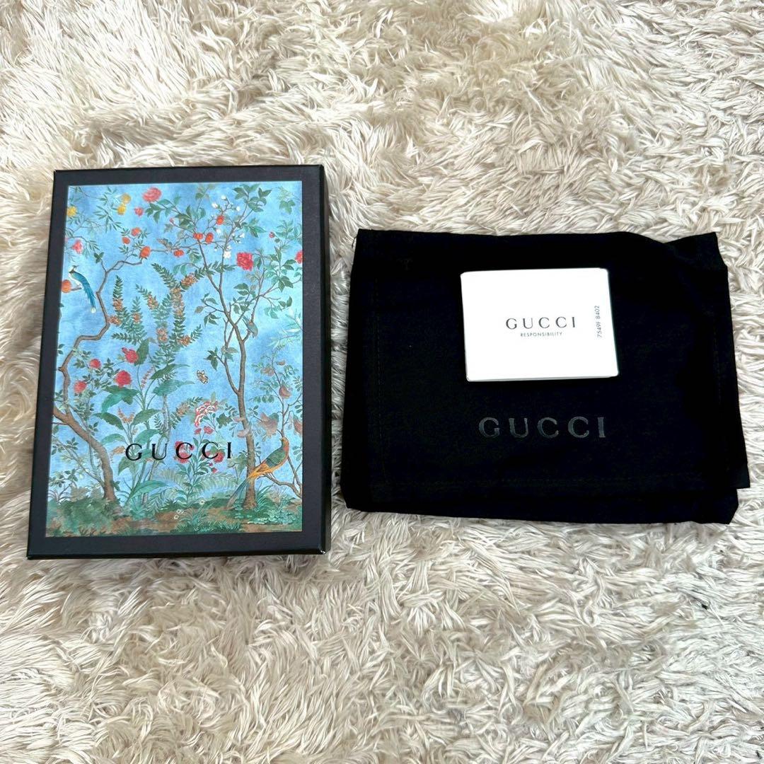 【未使用級】グッチ ケース 小銭入れ ベージュ 鳥 スプリーム 総柄