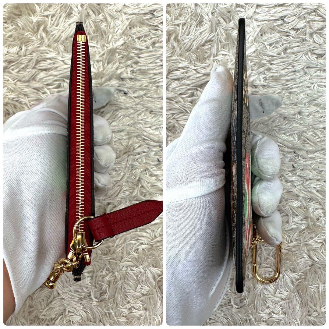 【未使用級】グッチ ケース 小銭入れ ベージュ 鳥 スプリーム 総柄