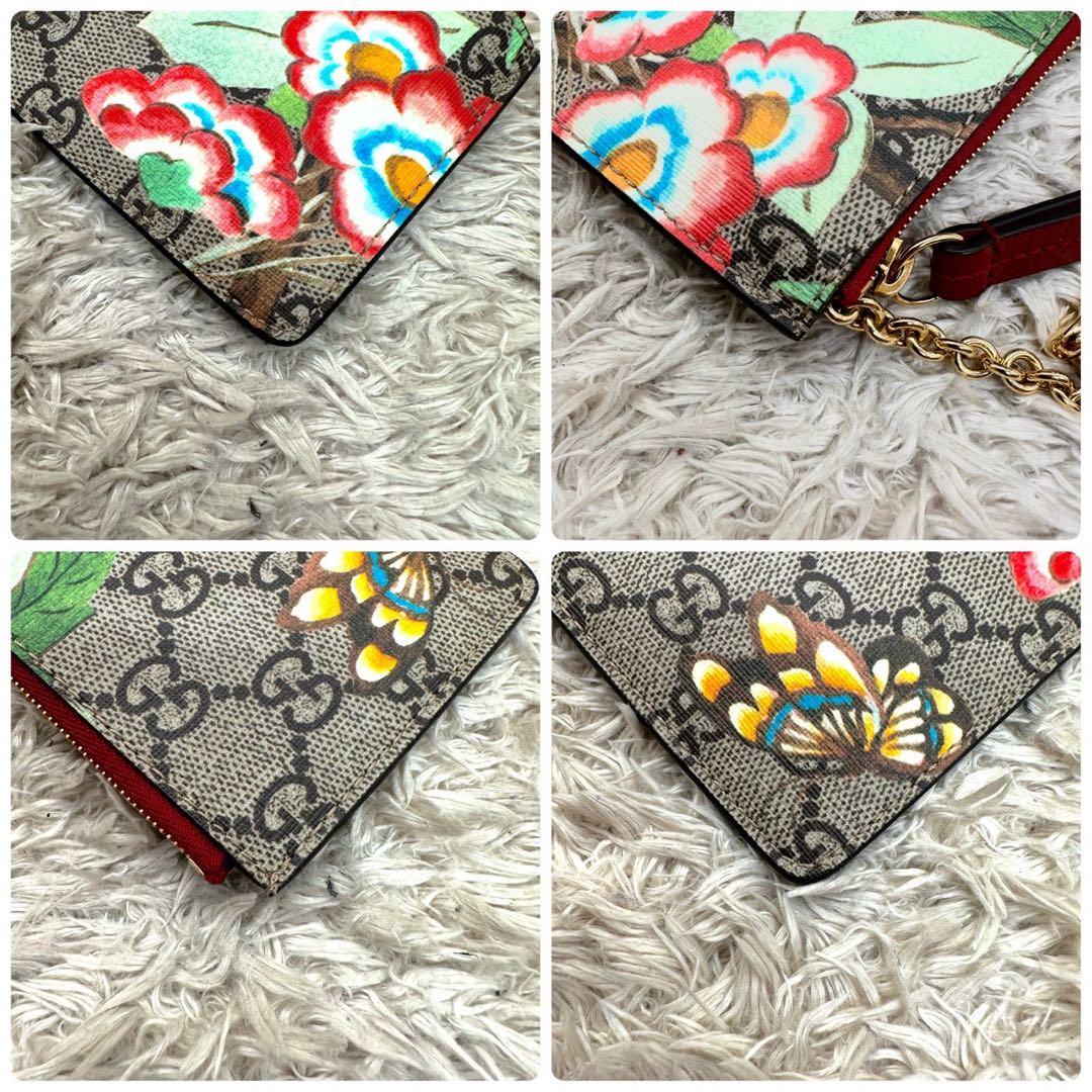 【未使用級】グッチ ケース 小銭入れ ベージュ 鳥 スプリーム 総柄