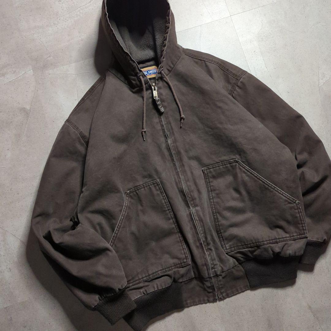 BIG SMITHダック地フルジップ裏ボアフーディXLフェード雰囲気系ブラウン