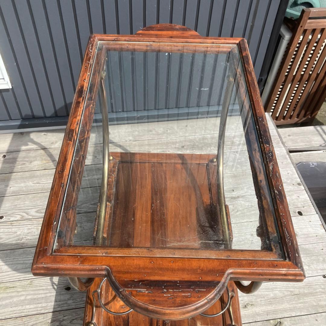 イタリアアンティーク 木製 トローリー サービスワゴン ワインラック 古木 古材