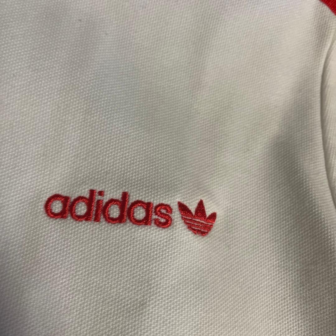 アディダス　ジャージ　超人気　ホワイト　レッド　　未使用に近い美品　M