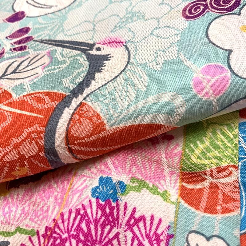 511ag64■七五三 七歳 女児 アンティーク長羽織 鶴 菊 貝桶■状態良好