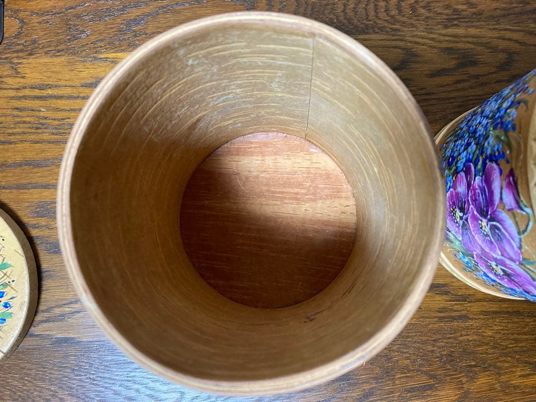 ロシア雑貨☆白樺工芸ベレスタ『パンジーと勿忘草』キャニスター2個 マトリョーシカ