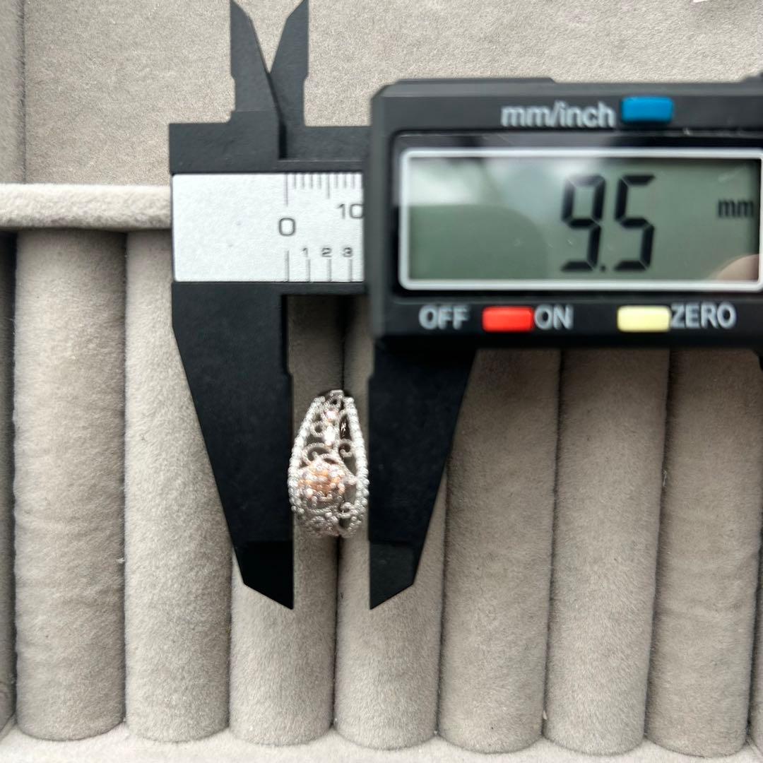 天然ピンクダイヤモンド　透かし　リング　15号　AGT VS2 プラチナ900