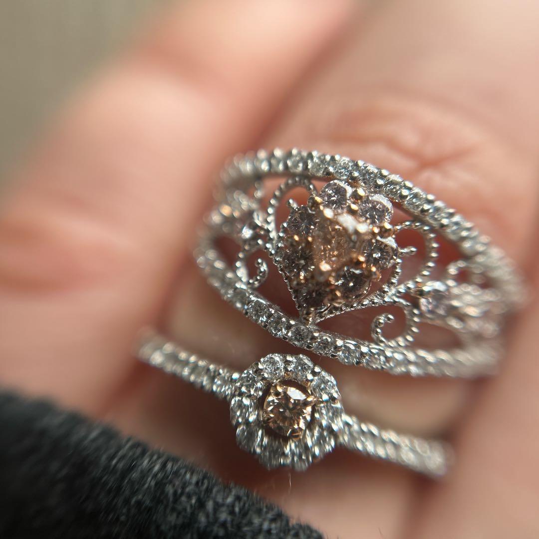 天然ピンクダイヤモンド　透かし　リング　15号　AGT VS2 プラチナ900