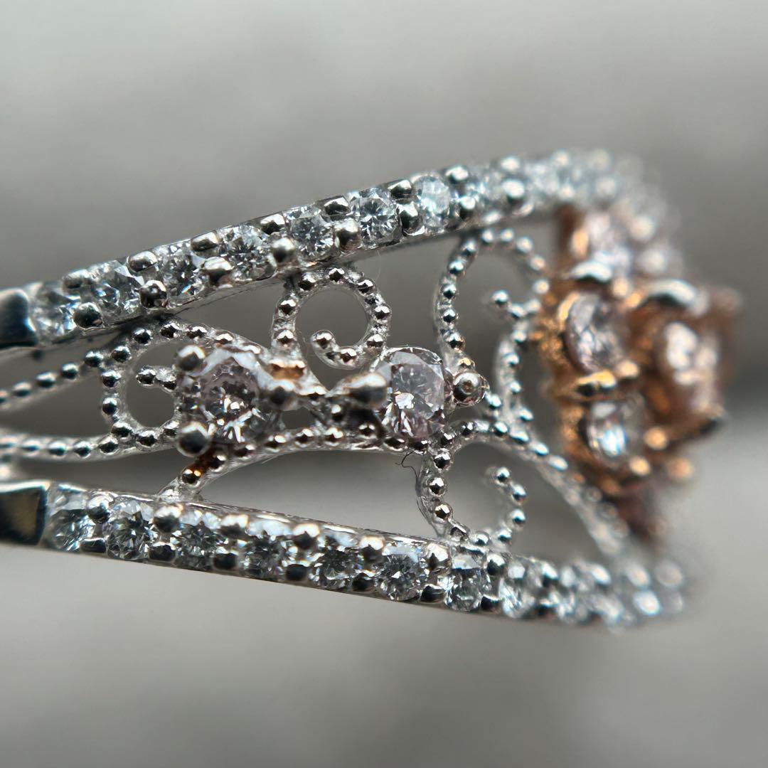 天然ピンクダイヤモンド　透かし　リング　15号　AGT VS2 プラチナ900