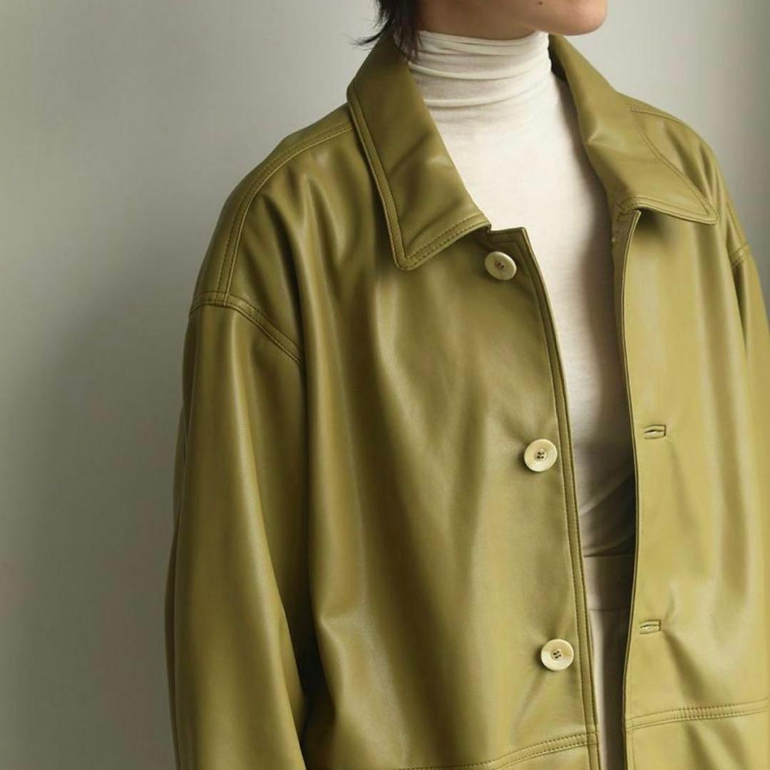 【TODAYFUL(トゥデイフル)】エコレザーオーバージャケット