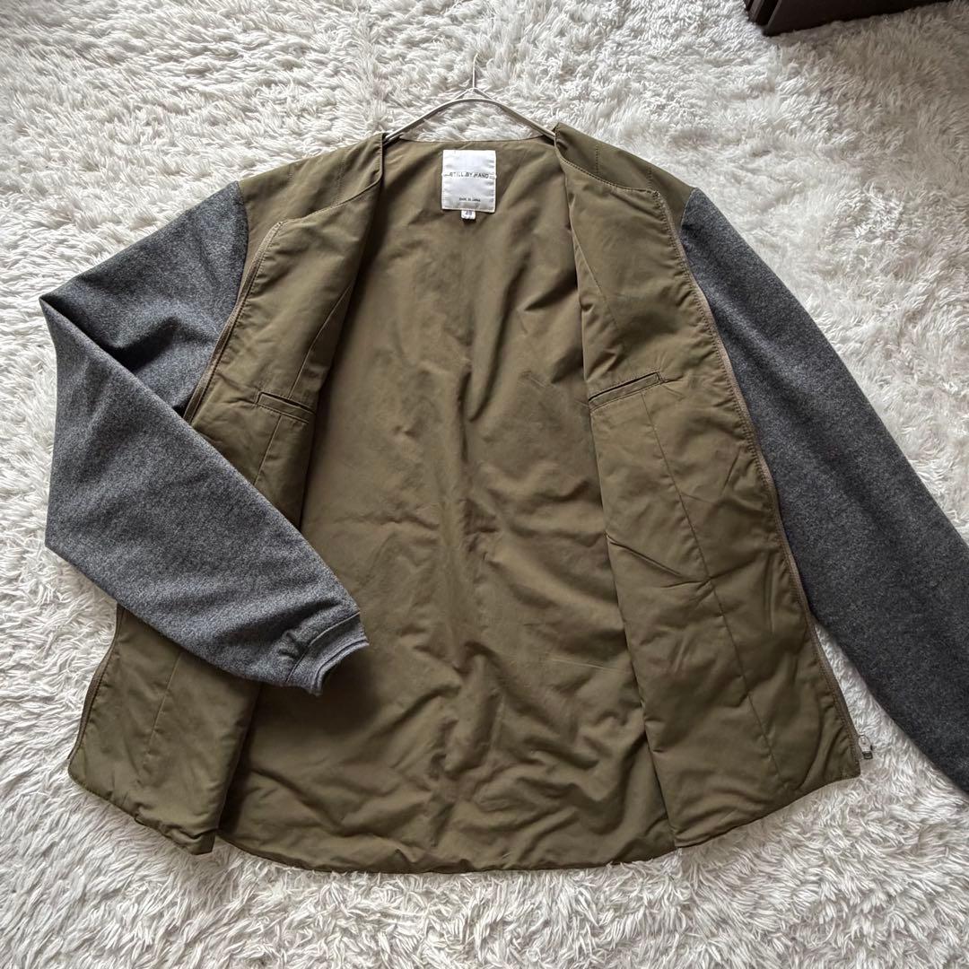 スティルバイハンド シンサレート 中綿 ノーカラーブルゾン 異素材切替 48