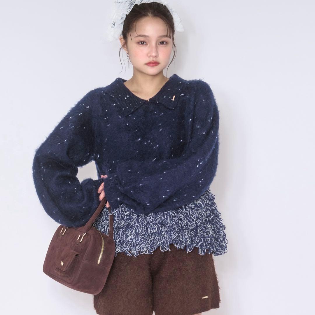 loin nuit loop knit polo ループニットポロ ネイビー