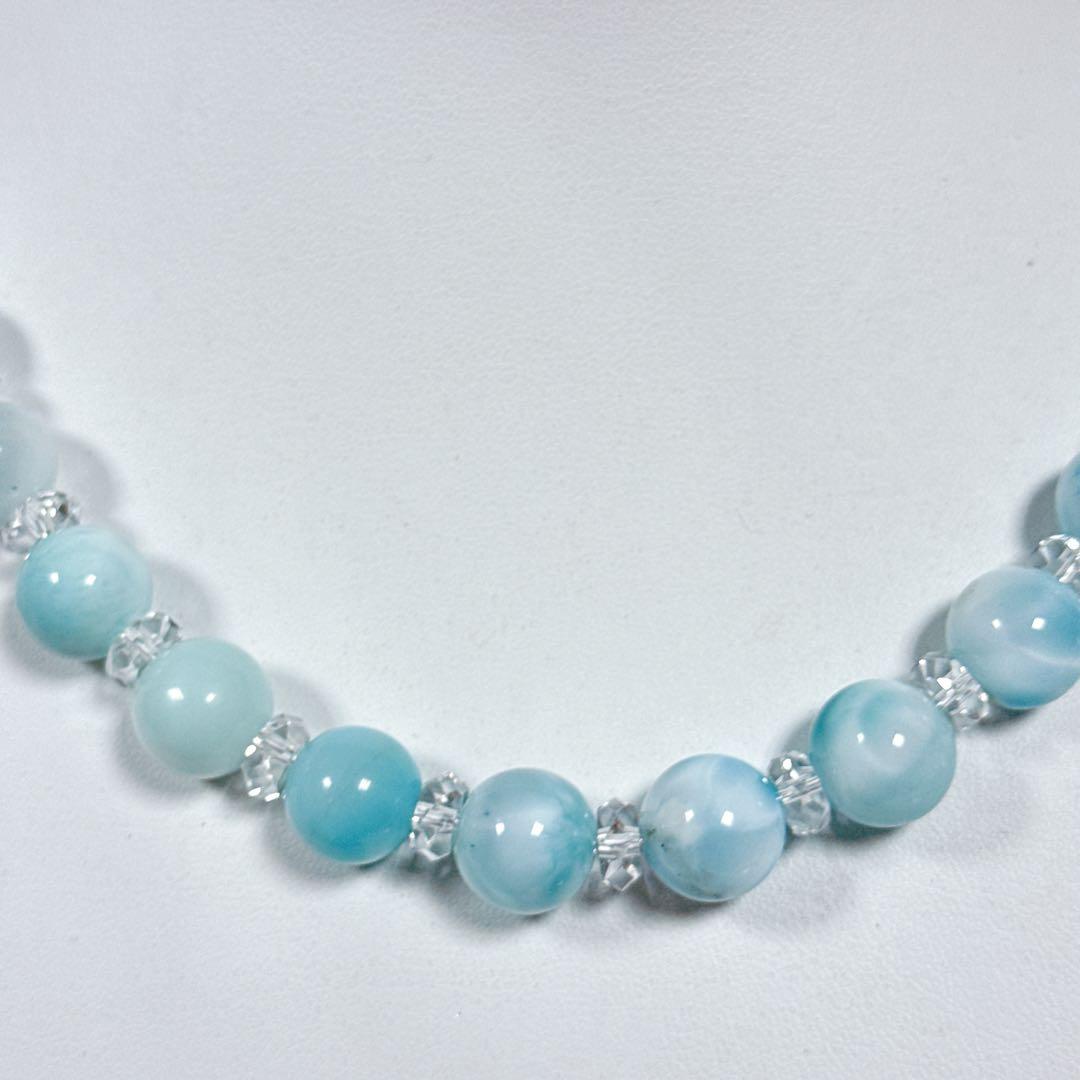 ラリマーボタン水晶ネックレスNO25-2132