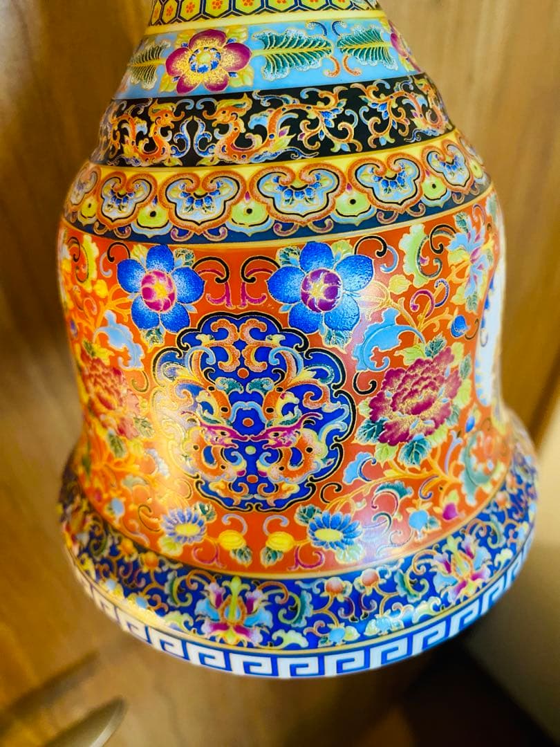 清雍正御製洋彩盘口瓶、禮器、サイズ高さ約25cm口約13cm