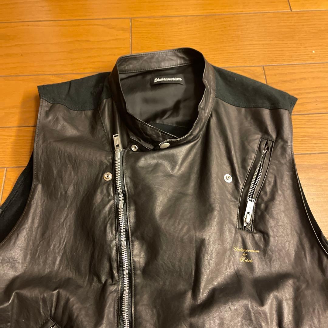 undercoverism 23SS 牛革&コットンライダースベスト